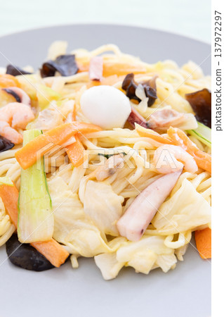 Delicious seafood fried noodles 137972297