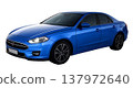 Blue sedan-type car - transparent background 137972640