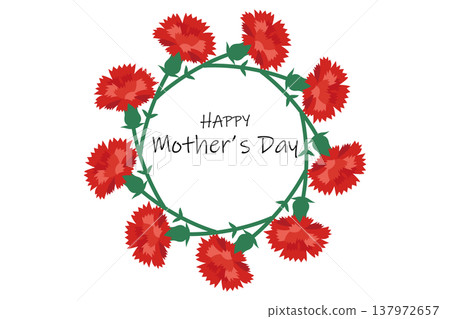 母親節:由紅色康乃馨組成的圓形相框,配以手寫體字母。 母親節:由紅色康乃馨組成的圓形相框,配以手寫體字母。 137972657