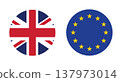 Flag of EU and UK United Kingdom round icon, banner vector illustration.  137973014