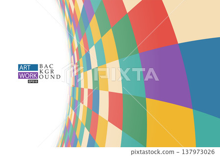 Abstract geometric vector wall background with perspective. Color tile mosaic squared surface. Creative modern retro composition Abstract geometric vector wall background with perspective. Color tile mosaic squared surface. Creative modern retro composition 137973026