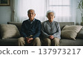 Senior couple sitting on the sofa 137973217