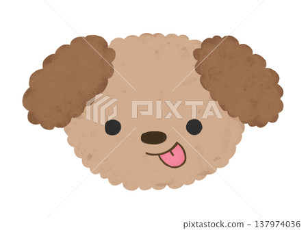 Cute Toy Poodle with Tongue Sticking Out, Tehepero Expression (Illustration) Cute Toy Poodle with Tongue Sticking Out, Tehepero Expression (Illustration) 137974036