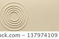 An elegant beige background with concentric circles creating a minimalist, textured, and aesthetically pleasing zen design element detail. 137974109
