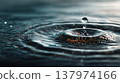 Macro Water Droplet Impacting Still Water Surface Creating Perfect Rings 137974166