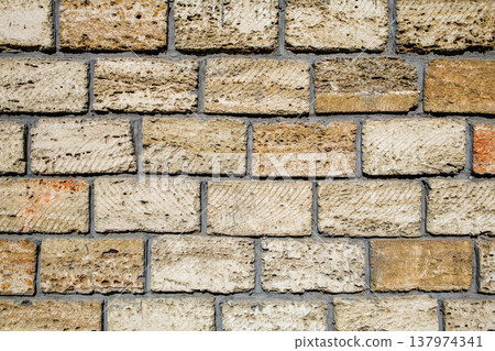 background of masonry on cement mortar 137974341