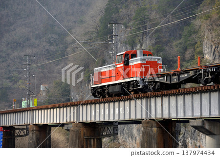 DE10 1151 rail transport train running on the Hakubi Line 137974434