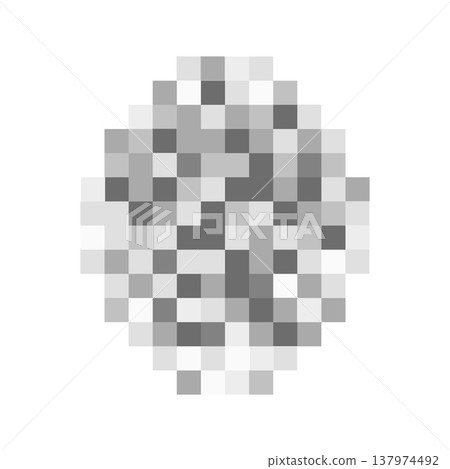 Oval pixelated shape to hide face on photo or video. Checkered texture with censor blurred effect for restricted content. Censorship, confidential or privacy concept. Vector graphic illustration 137974492