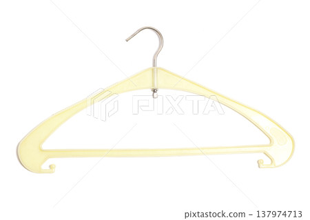 Plastic clothes hanger isolated on white background Plastic clothes hanger isolated on white background 137974713