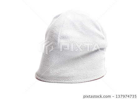 white winter beanie hat isolated on white background. white winter beanie hat isolated on white background. 137974735