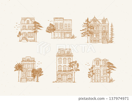 House compositions old fashioned style beige 137974971