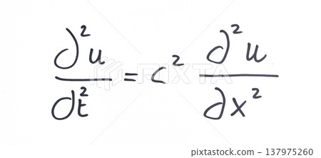 Wave equation or D'Alembert equation written with black marker Wave equation or D'Alembert equation written with black marker 137975260