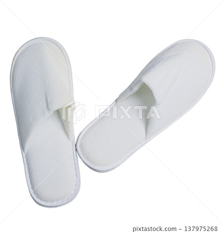 a pair of white terry cloth bath slippers a pair of white terry cloth bath slippers 137975268