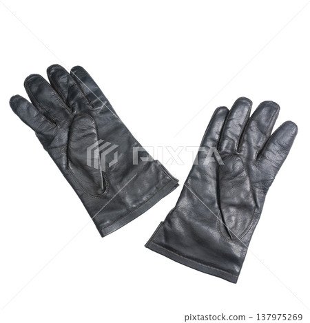 a pair of black leather gloves 137975269