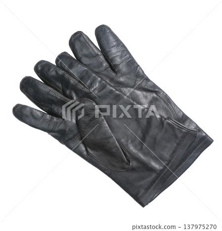 a pair of black leather gloves 137975270