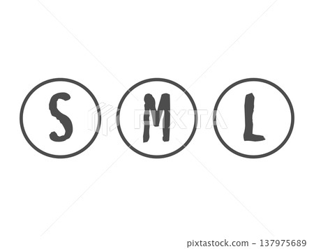 A set of black and white icon illustrations in S, M, and L sizes. 137975689