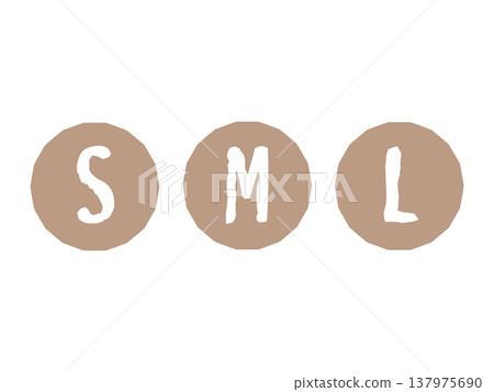 一套棕色圖示插圖,尺寸分別為 S、M 和 L。 一套棕色圖示插圖,尺寸分別為 S、M 和 L。 137975690