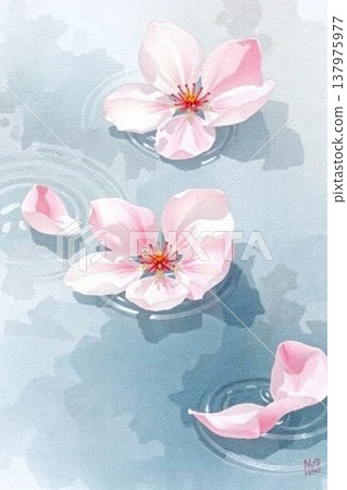 櫻花漂浮在水面上 櫻花漂浮在水面上 137975977