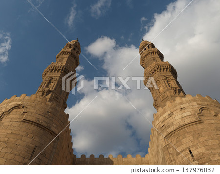 A view looking up at the twin minarets of Barb Zwayla. A view looking up at the twin minarets of Barb Zwayla. 137976032
