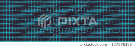 Abstract wavy grid pattern with blue lines on dark background 137976396