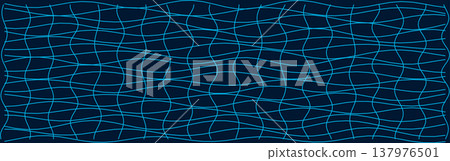 Abstract distorted grid pattern in blue on dark background 137976501