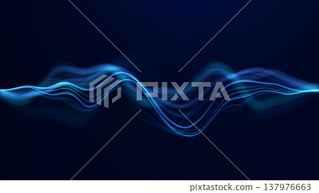Blue glowing digital wave with layered flowing lines on dark background. Abstract motion, soft neon depth and clean futuristic tech atmosphere. Blue glowing digital wave with layered flowing lines on dark background. Abstract motion, soft neon depth and clean futuristic tech atmosphere. 137976663