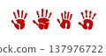 Creative red handprint art on white background 137976722