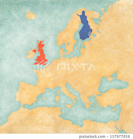 Map of Europe - United Kingdom and Finland Map of Europe - United Kingdom and Finland 137977858