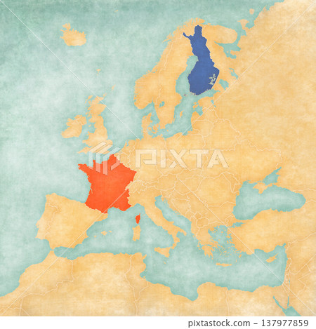 Map of Europe - France and Finland 137977859
