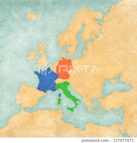 Map of Europe - France, Germany and Italy Map of Europe - France, Germany and Italy 137977871