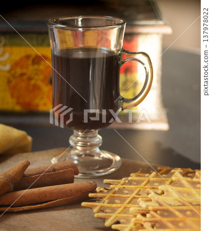 Handmade italian biscuits with aniseed and cinnamon with a coffe Handmade italian biscuits with aniseed and cinnamon with a coffe 137978022