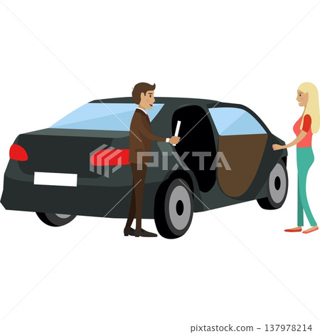 Woman entering car vector icon 137978214