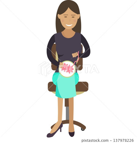 Woman embroidering vector icon Woman embroidering vector icon 137978226