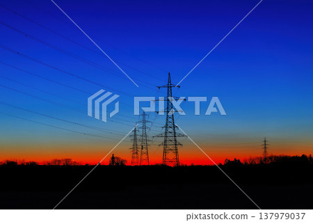 The sky before dawn and the tower The sky before dawn and the tower 137979037