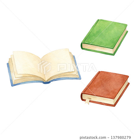 色彩繽紛的筆記本插圖集:打開和關閉的書籍、文具插圖、白色背景、學習和教育主題。 色彩繽紛的筆記本插圖集:打開和關閉的書籍、文具插圖、白色背景、學習和教育主題。 137980279