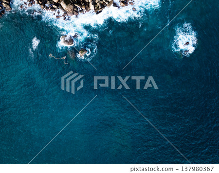 Top view sea surface waves texture background 137980367