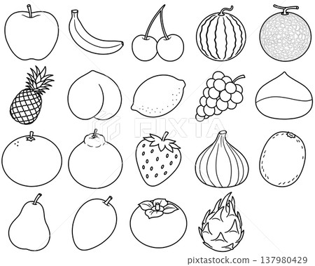 Various Fruit Line Drawings Various Fruit Line Drawings 137980429