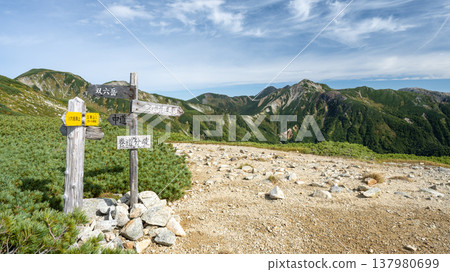 [Northern Alps] The分岐 point from Sugoroku Hut to Mitsumata Mountain Hut 137980699