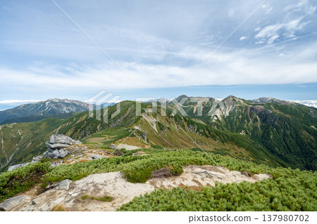 [Northern Alps] View towards Washiba-dake from the summit of Sugoroku-dake 137980702