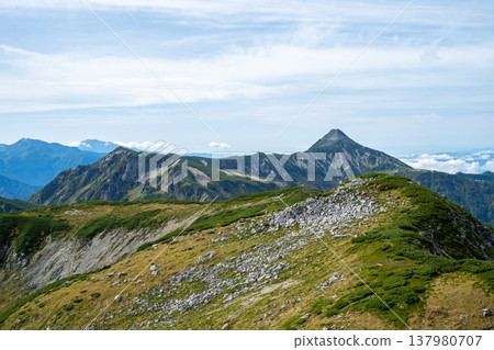 [Northern Alps] View towards Mt. Kasagatake from the summit of Mt. Sugoroku 137980707