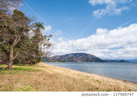 Lake Biwa shoreline scenery, Makino-cho, Nagahama City, Shiga Prefecture Lake Biwa shoreline scenery, Makino-cho, Nagahama City, Shiga Prefecture 137980747