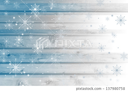 White and blue snowflakes on the grunge wooden background White and blue snowflakes on the grunge wooden background 137980758