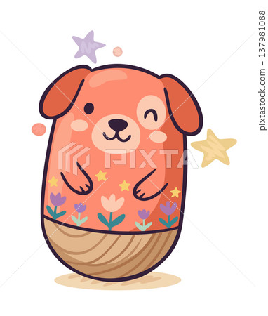Cute kawaii dog. Roly poly toy. Tumbler doll. Vector isolated illustration Cute kawaii dog. Roly poly toy. Tumbler doll. Vector isolated illustration 137981088