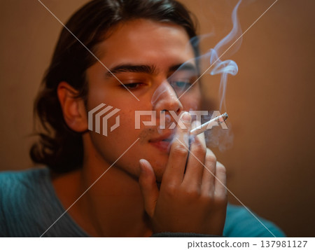 A handsome foreign man smoking 137981127