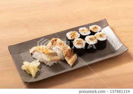 Conger eel sushi (rolled sushi, nigiri) Conger eel sushi (rolled sushi, nigiri) 137981154
