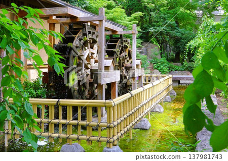 Landscape with a water wheel Landscape with a water wheel 137981743