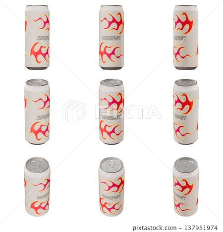 Illustrations of soft drinks: Energy Drink (1) - Set of 9 cuts 137981974