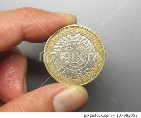 A £2 coin issued in the UK in 1998. A £2 coin issued in the UK in 1998. 137982052