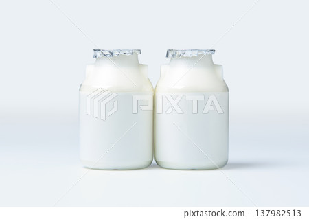 Yogurt drink container 150ml, white background, product packaging template 137982513