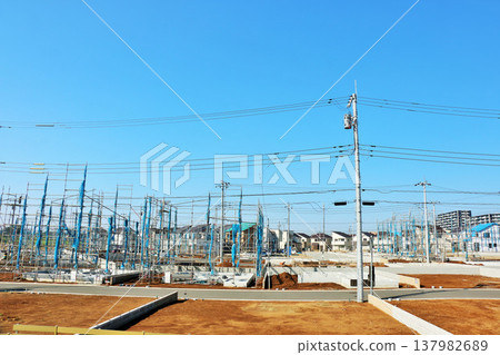 Blue sky and cityscape under construction 137982689